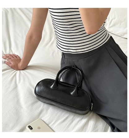 Faux Top Handle Crossbody Plain Leather Bag