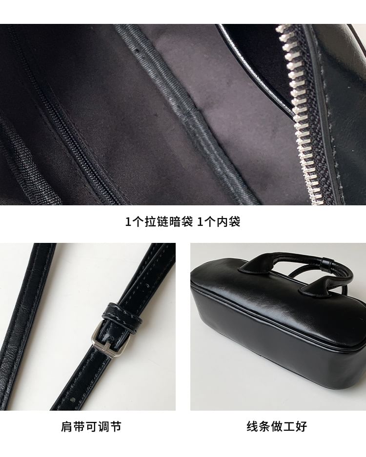 Faux Top Handle Crossbody Plain Leather Bag