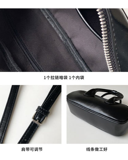 Faux Top Handle Crossbody Plain Leather Bag