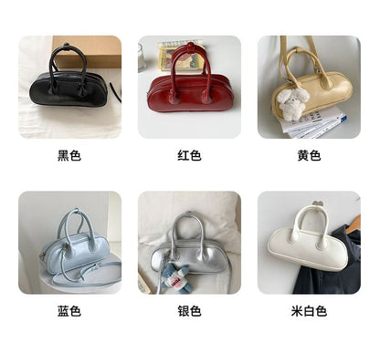 Faux Top Handle Crossbody Plain Leather Bag