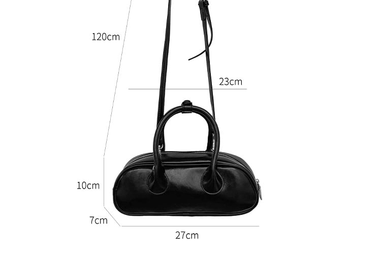 Faux Top Handle Crossbody Plain Leather Bag