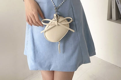 Set: Strap + Charm Leather Crossbody Pearl Plain Bag Faux