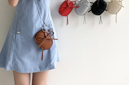 Set: Strap + Charm Leather Crossbody Pearl Plain Bag Faux