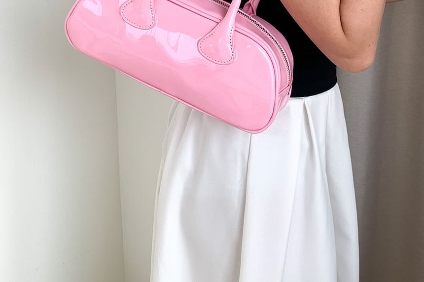 Plain Patent Leather Shoulder Bag