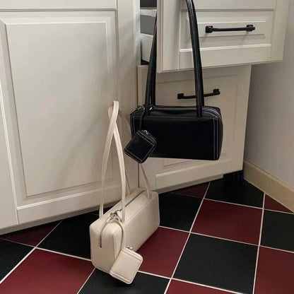 Leather Bag Faux Shoulder Plain