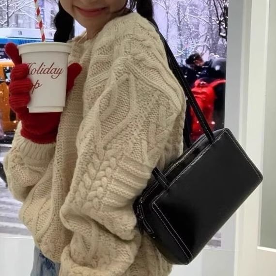 Leather Bag Faux Shoulder Plain