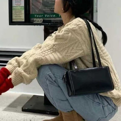 Leather Bag Faux Shoulder Plain