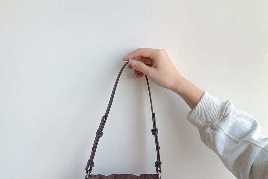 Buckled Plain Nylon Tote Flap Bag