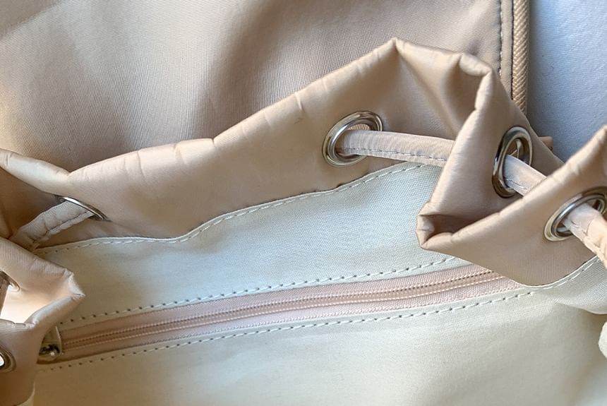Buckled Plain Nylon Tote Flap Bag