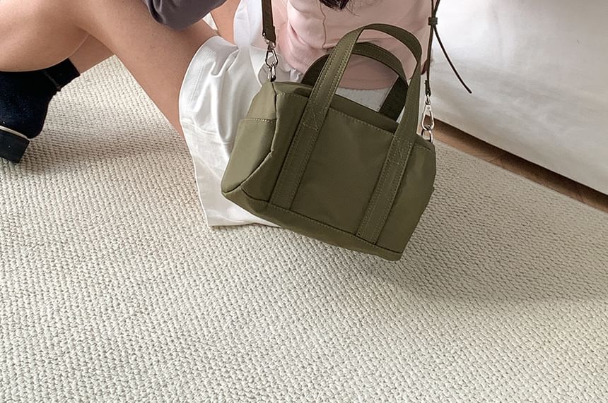 Handle Plain Top Bag Crossbody Nylon