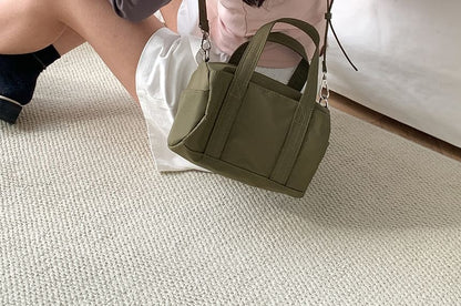 Handle Plain Top Bag Crossbody Nylon