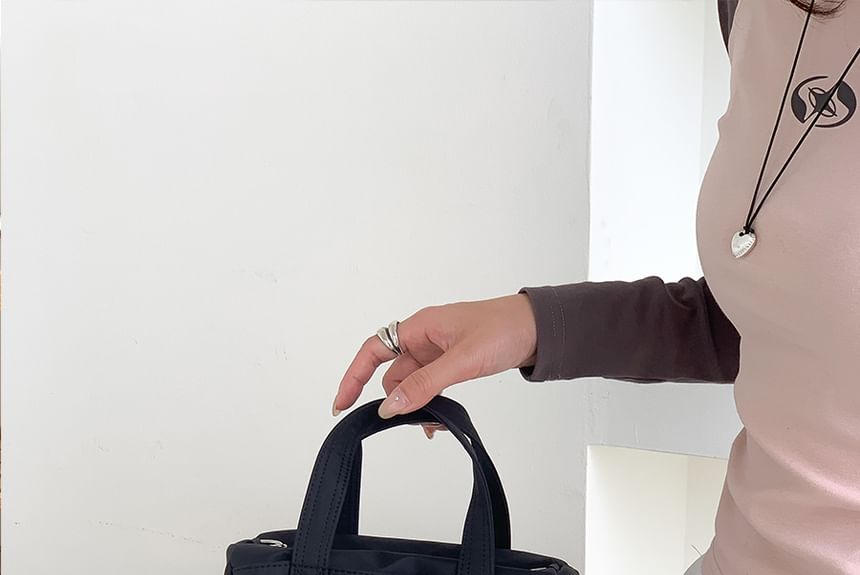 Handle Plain Top Bag Crossbody Nylon