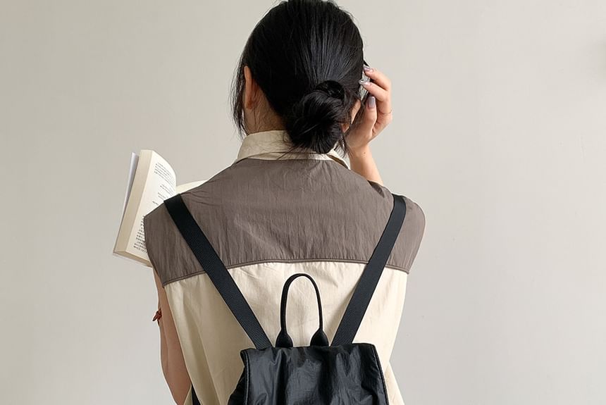 Plain Flap Backpack Drawstring