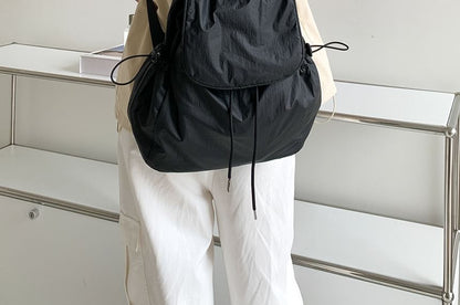 Plain Flap Backpack Drawstring