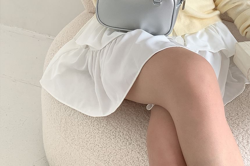 Leather Top Handle Faux Bag Plain Crossbody