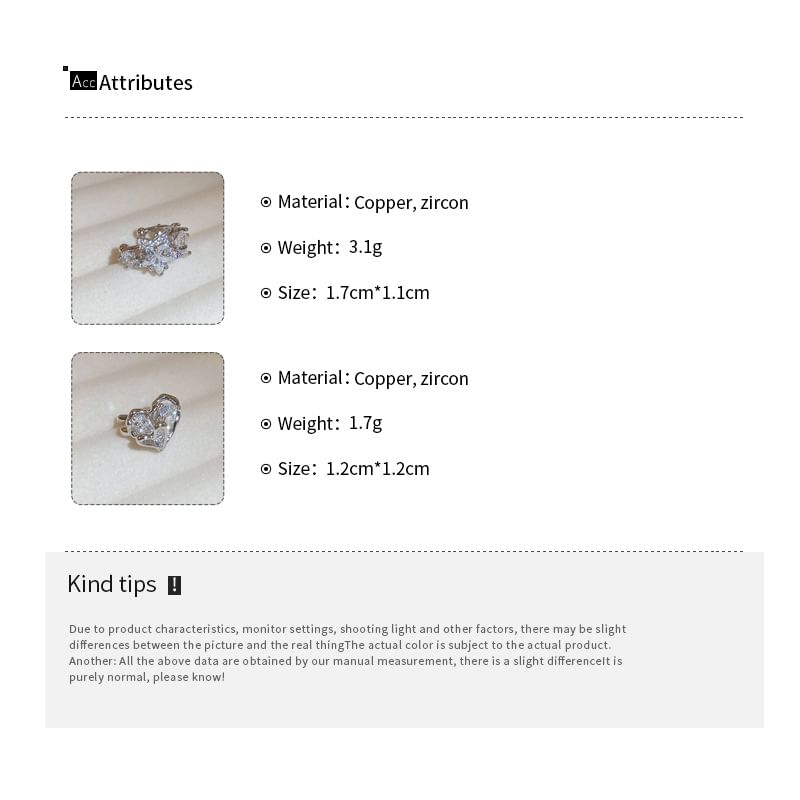 Heart Rhinestone Cuff Star Ear /