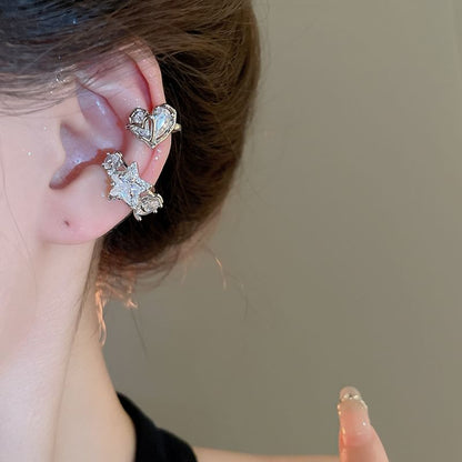Heart Rhinestone Cuff Star Ear /
