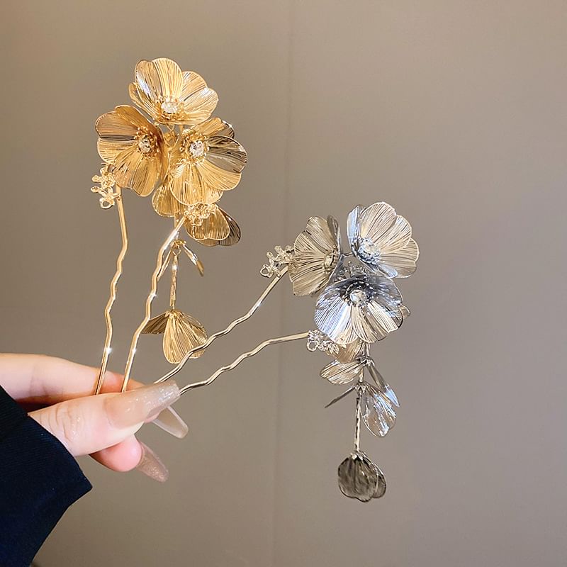 Stick Rhinestone Hair Floral