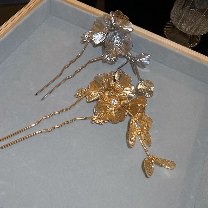 Stick Rhinestone Hair Floral