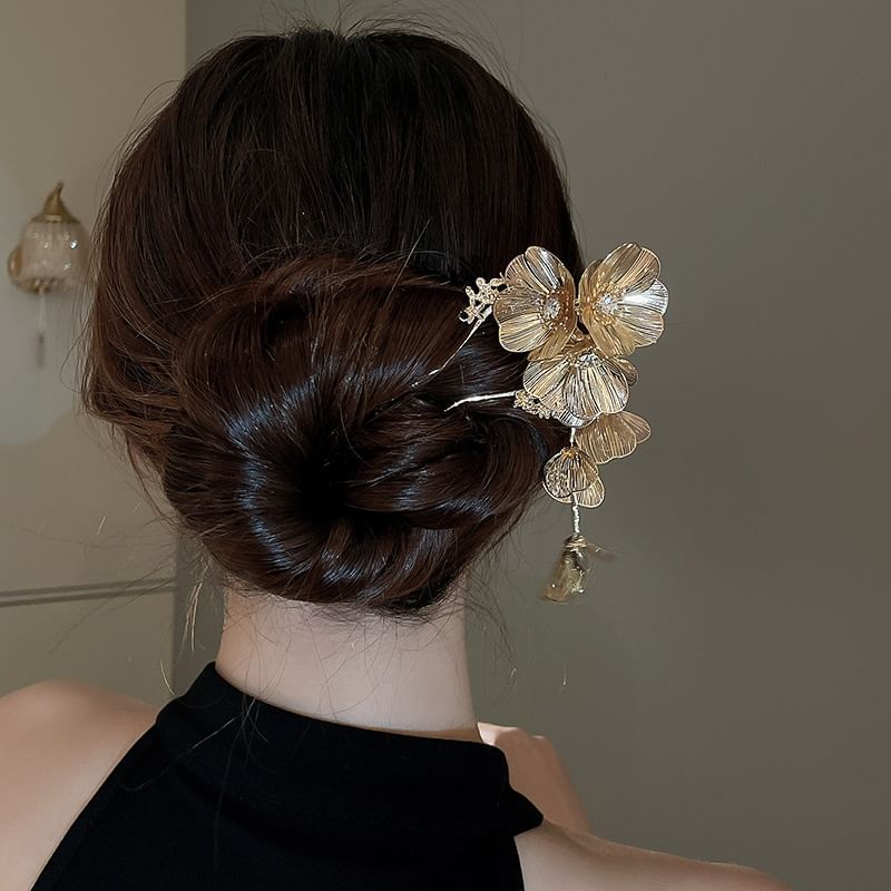 Stick Rhinestone Hair Floral