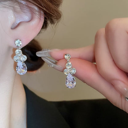 + Drop Necklace Rhinestone Earring Set: