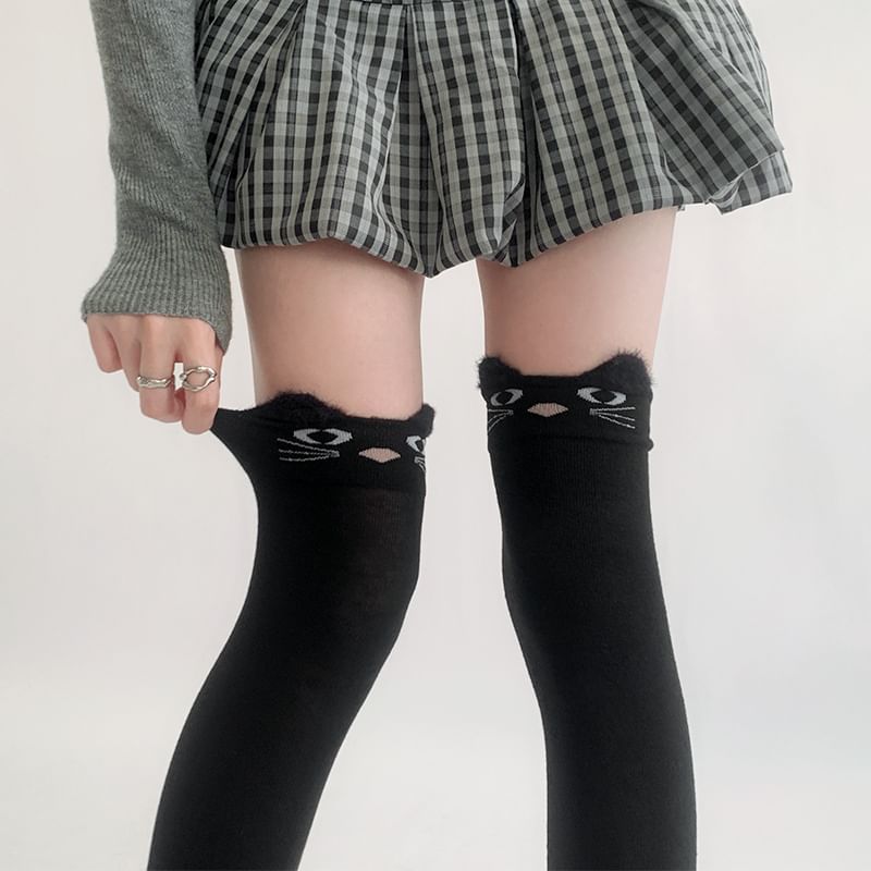 Bear Pattern Over The Knee Socks