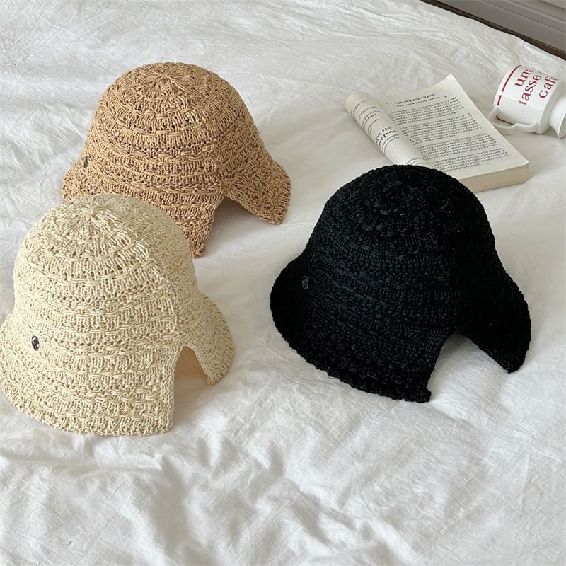 Textured Brim Wide Bucket Hat