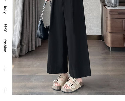 High Waist Pleated Loose Cutting Wide Leg Pants Egirldoll