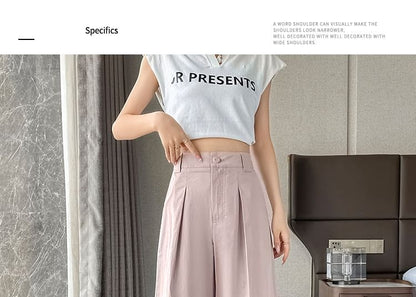 High Waist Pleated Loose Cutting Wide Leg Pants Egirldoll