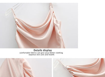 Spaghetti Strap Cowl Neck Plain A