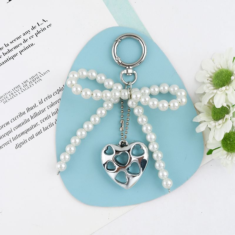 Heart Bow Bead Keyring