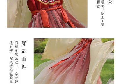 Set: Floral Embroidered Hanfu Maxi Dress + Light Jacket