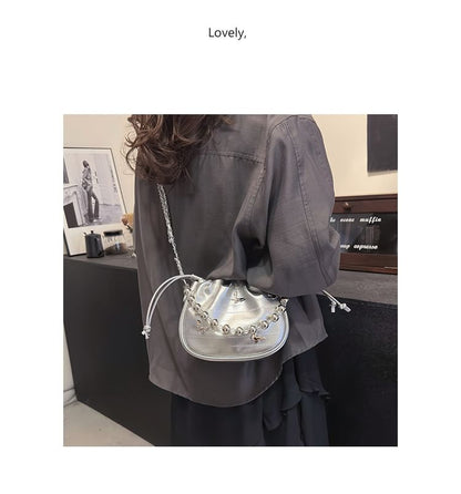 Butterfly Drawstring Chain Crossbody Bag