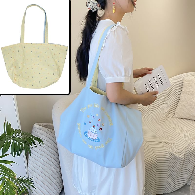 Embroidered Canvas Tote Bag