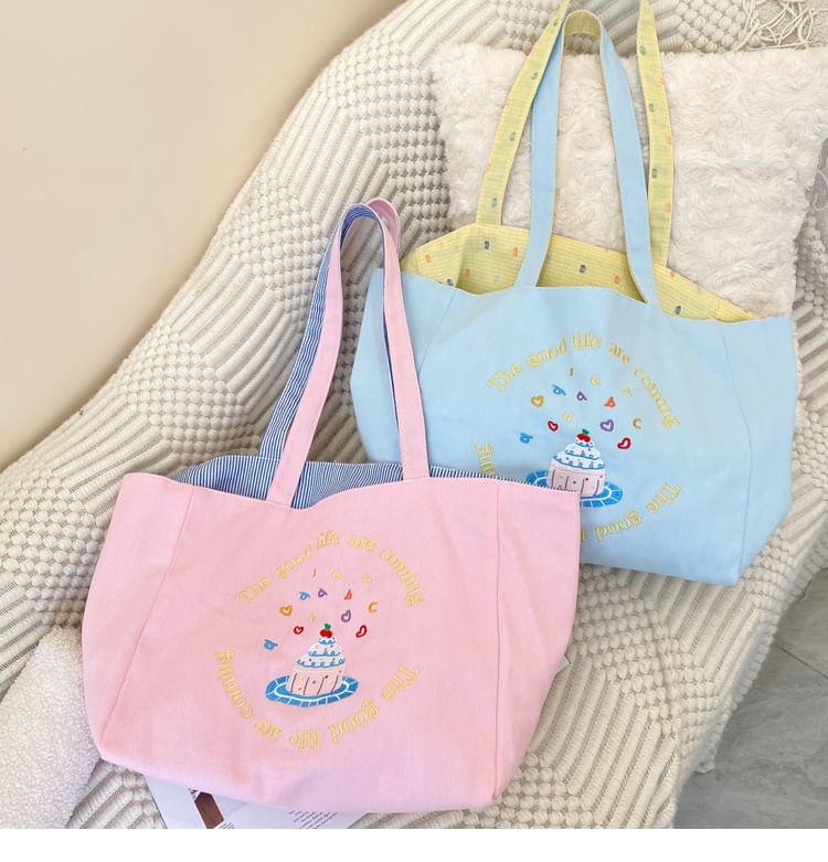 Embroidered Canvas Tote Bag