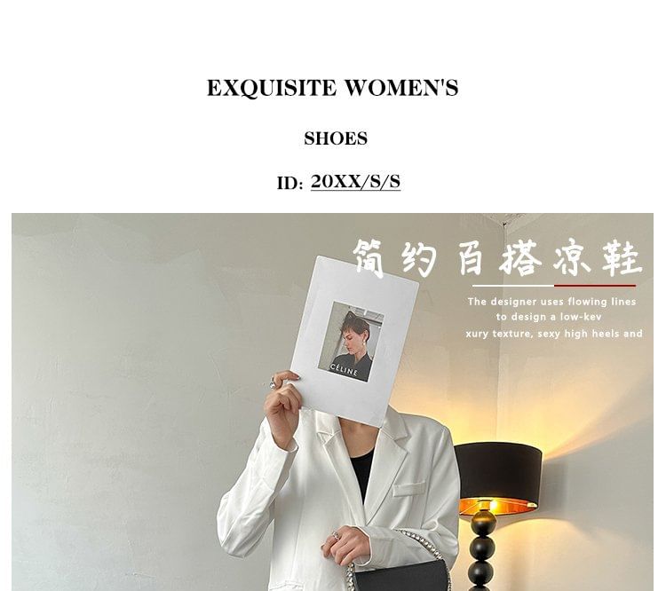 Heel Plain Metal Sandals Toe Loop Slingback Accent Chunky