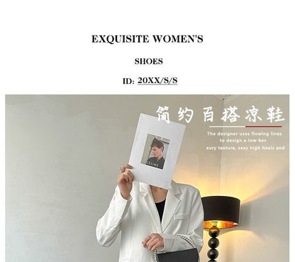 Heel Plain Metal Sandals Toe Loop Slingback Accent Chunky