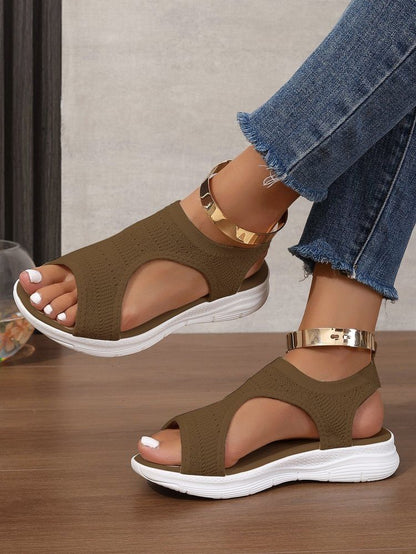 Knit Sandals Plain Platform