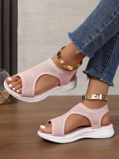 Knit Sandals Plain Platform