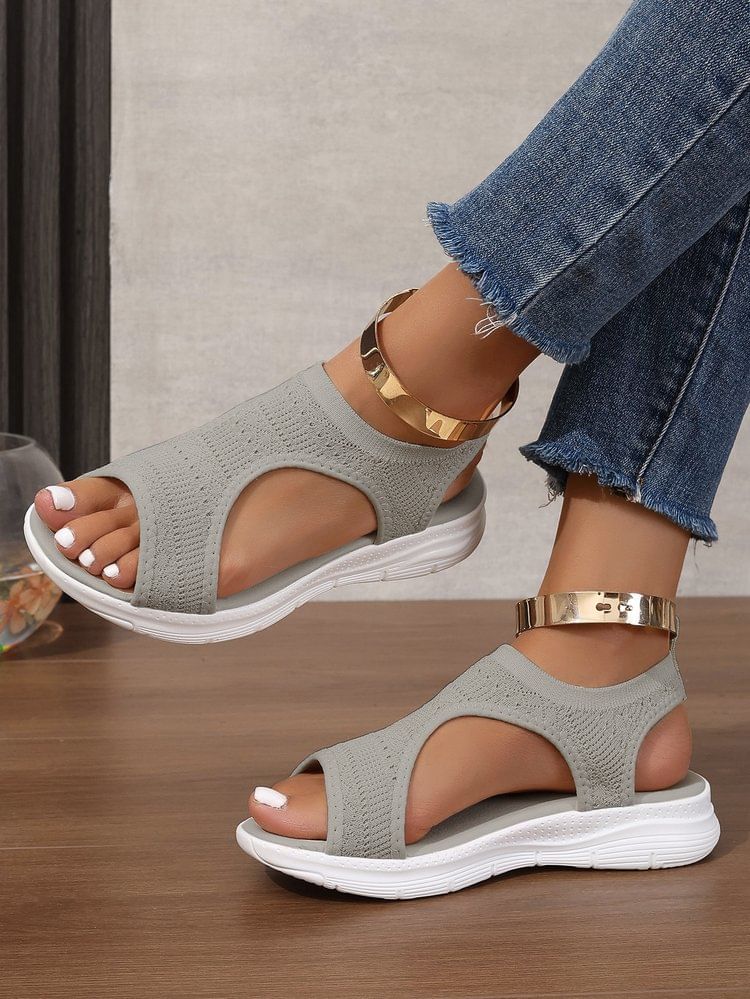 Knit Sandals Plain Platform