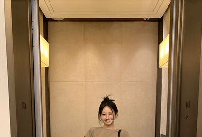 Two Lettering Neck Mini A-Line Crew Plain Short-Sleeve Dress Piece Mock Embossed