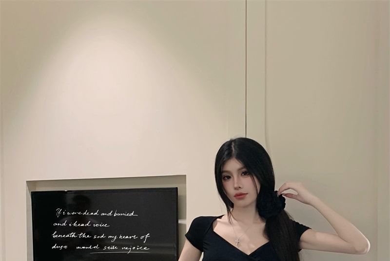 Asymmetrical Panel Mini Plain Ruffle Mid A-Line Skirt Rise