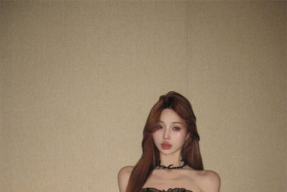 Dress A-Line Ruffle Bow Tube Mini