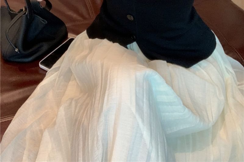 A-Line Plain Button / Skirt High Rise Neck Top Tank Maxi Square