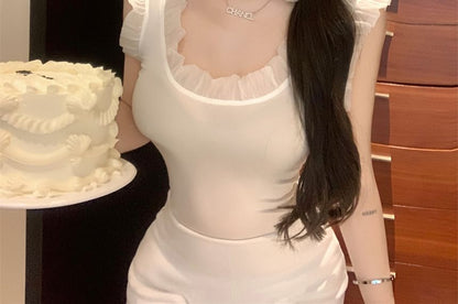 Ruffle Tank Plain Top