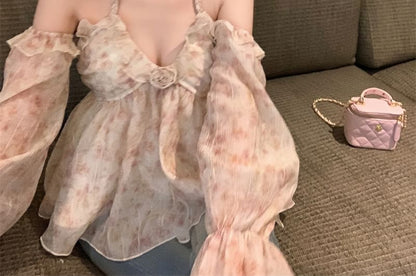 Halter Floral Ruffle Top