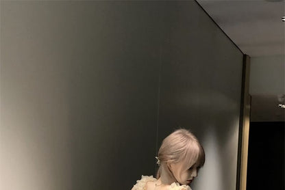 Sleeveless A-Line Mini Ruffle Dress Plain