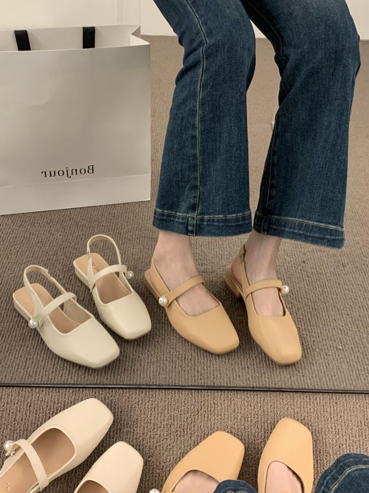 Slingback Mary Toe Jane Shoes Square