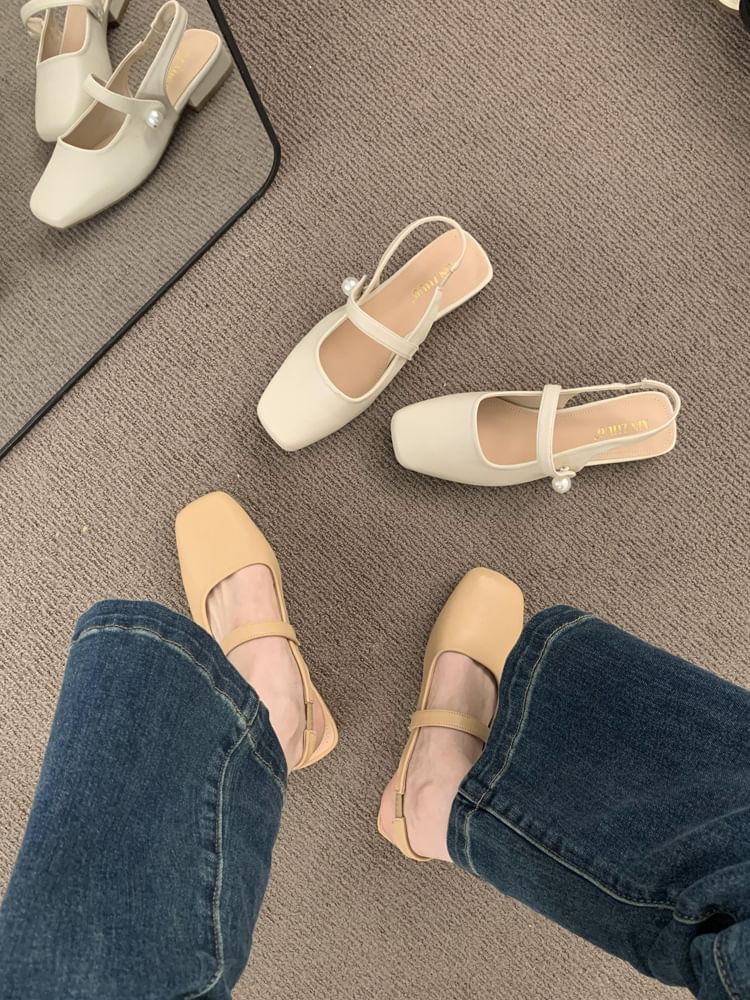 Slingback Mary Toe Jane Shoes Square