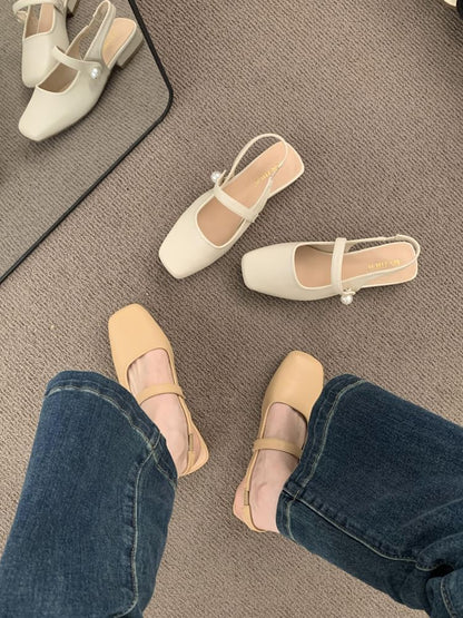 Slingback Mary Toe Jane Shoes Square